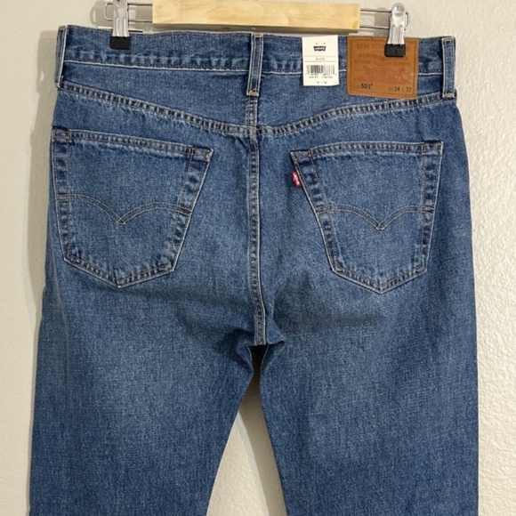 Levi’s 501 Selvedge Jeans Men's 34x32 Blue Premium Original NWT - Picture 4 of 16